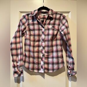 GAP Pink, Gray and White Checkered Button-Down Shirt